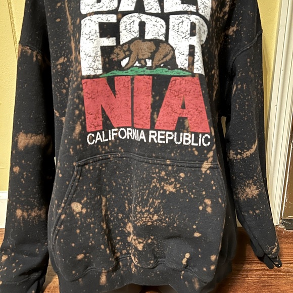LAST CALL California Republic Black Tie Dye Splatter Hoodie Size L - Picture 9 of 14